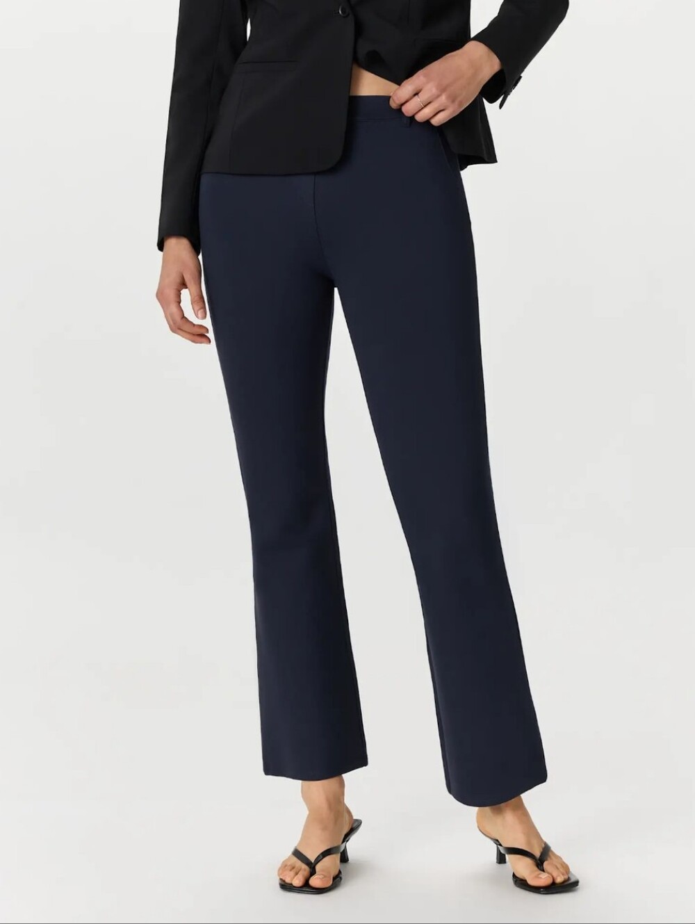 Quince Ultra Stretch Ponte Bootcut Pull On Pants Navy Size M Comfort Workwear